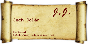 Jech Jolán névjegykártya